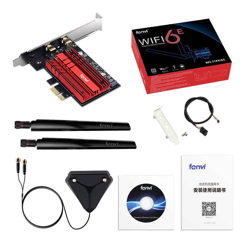 Fenvi 3000 Мбит/с Intel AX210 Wi Fi 6E Адаптерная плата PCIe Bluetooth 5 2 Dual Band 4 г/5G/6 ГГц 802.11ac/ax Win10 MU MIMO