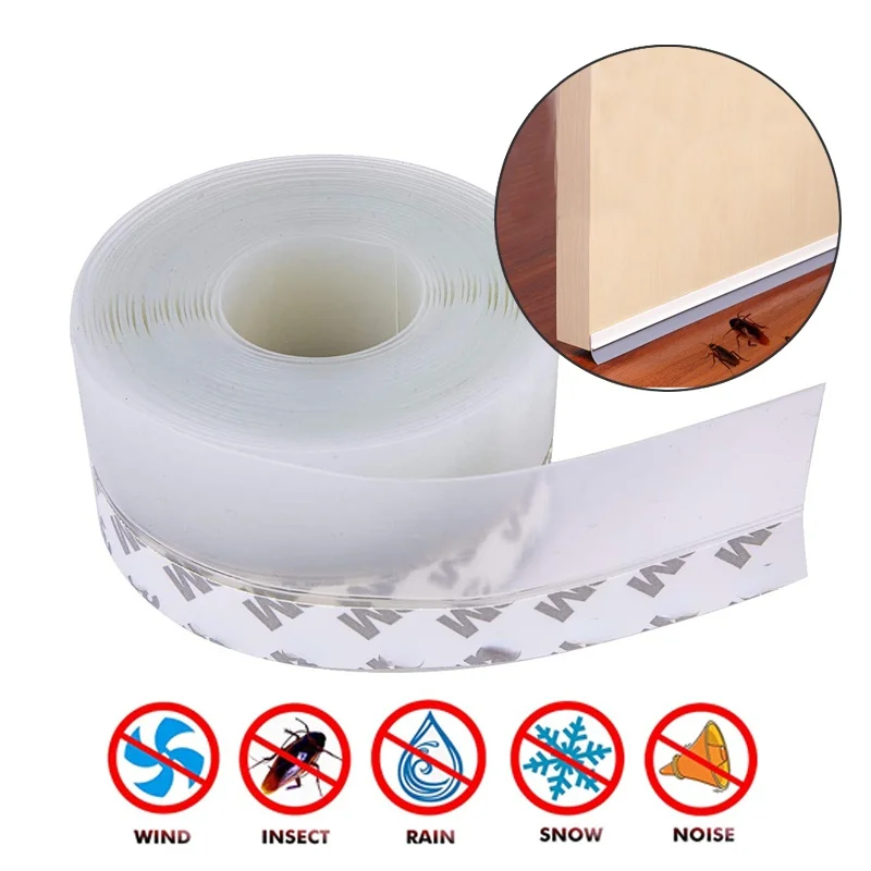 

5M Door Bottom Seal Strip Weather Window Rubber Seal Weatherstrip Windproof Dust Self Adhesive Door Windshield Sealing Tape