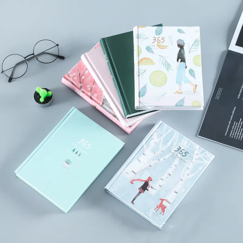 

365 Planner Agenda Notebook Colorful Inner Page Illustration Yearly Daily Plan Journal Record Life Stationery Gifts Notebooks