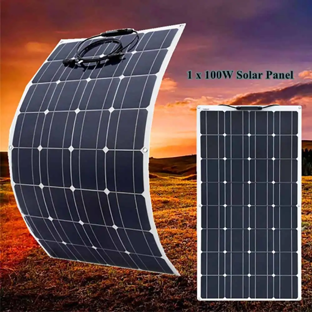 1 pcs solar panel XINPUGUANG 100 Вт Гибкая солнечная панель фотоэлектрическая для лодки дома автомобиля кемпинга батарея зарядное устройство pv солнечная панель 12 В - Color: 1 pcs solar panel