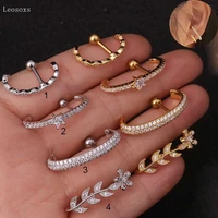 leosoxs 2pcs new exaggerated stainless steel zircon screw ear bone nails exquisite body piercing jewelry