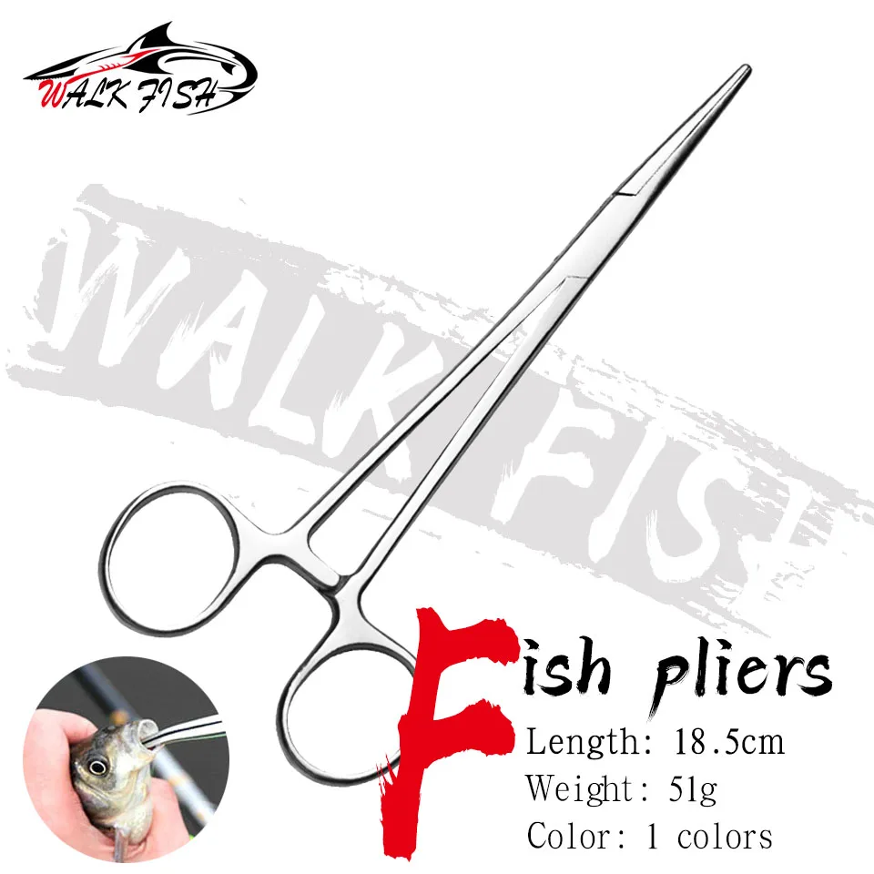 

WALK FISH Fishing Pliers Stainless Steel Fish Hook Remover Curved Tip Clamps Line Cutter Fishing Tackle Tool Accessories