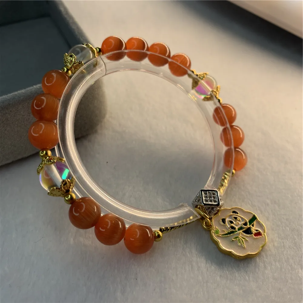 Новая мода 8 мм красный натуральный камень опал бусы браслет для женщин Йога