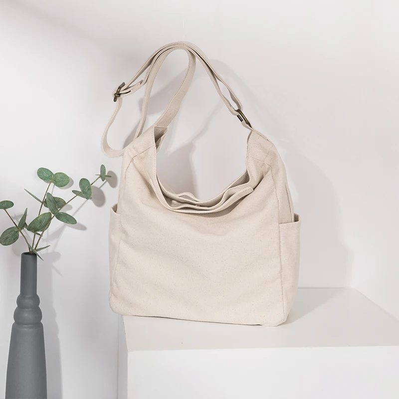 Студенческая Хлопковая Сумка новинка 2024 натуральная Холщовая через плечо