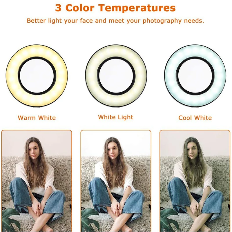 Гибкая настольная подставка для мобильного телефона со светодиодной кольцевой