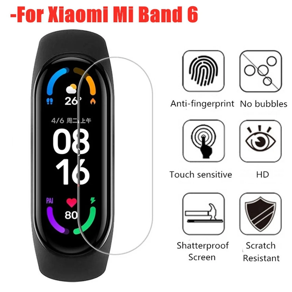 10pcs Protective Film For Xiaomi Mi Band 6 Soft TPU HD Full-screen Explosion-proof Hydrogel Film For Xiaomi Miband 6