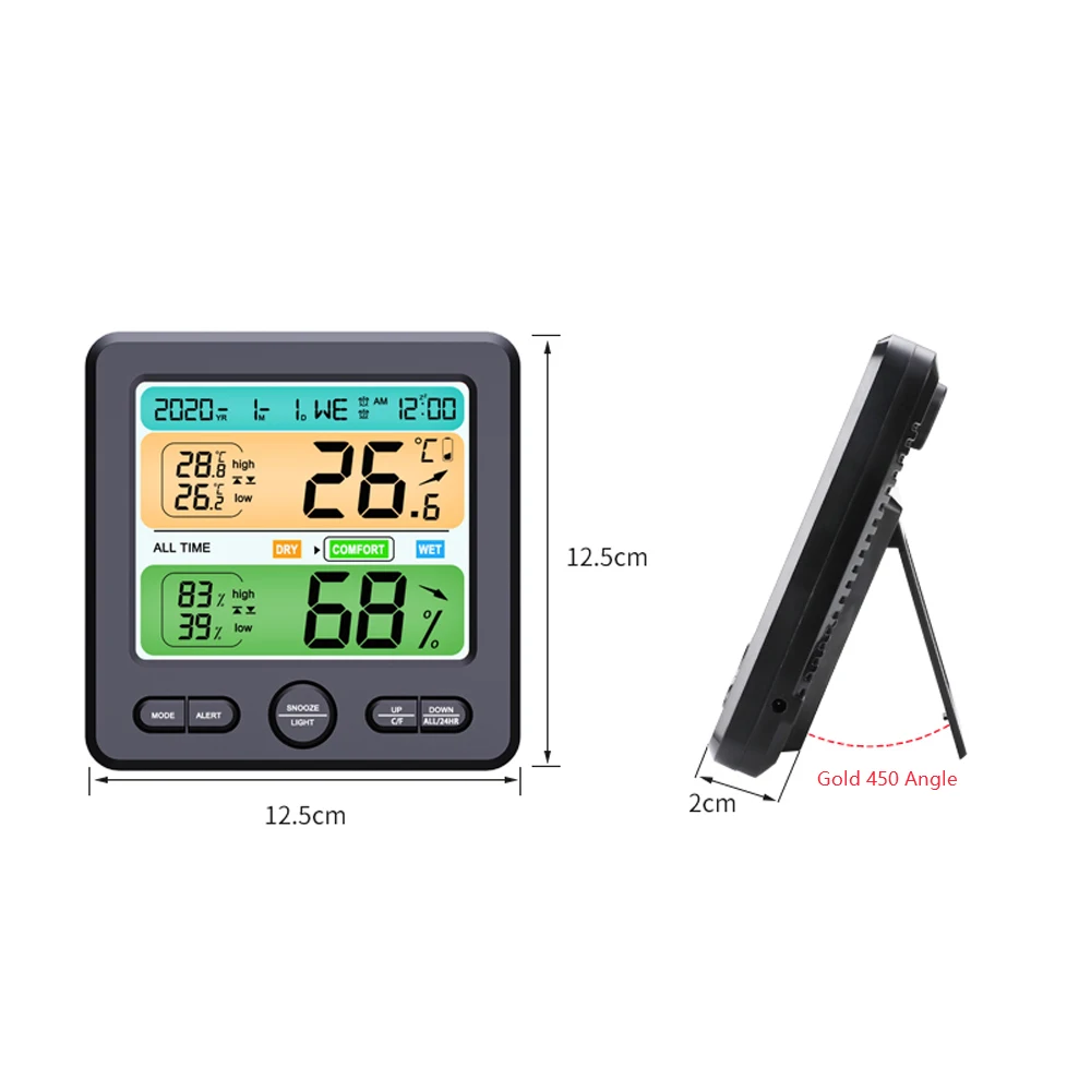 

Electronic Digital Temperature Humidity Meter Thermometer Hygrometer Indoor Outdoor Weather Station Clock