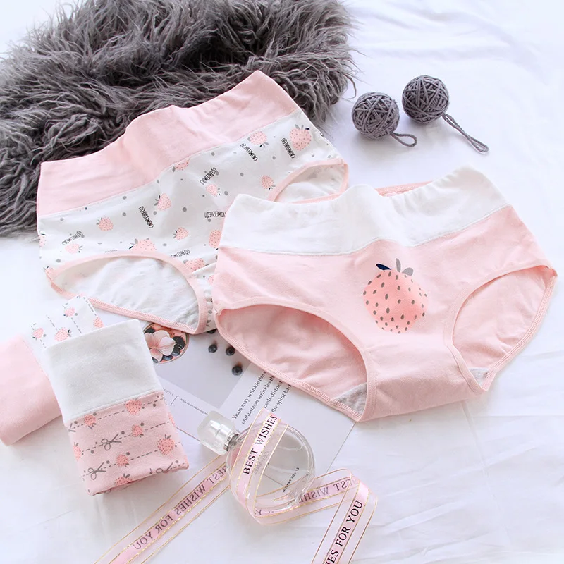 2021 Высокая талия трусы с принтом клубника боксеры для девочек подростковые