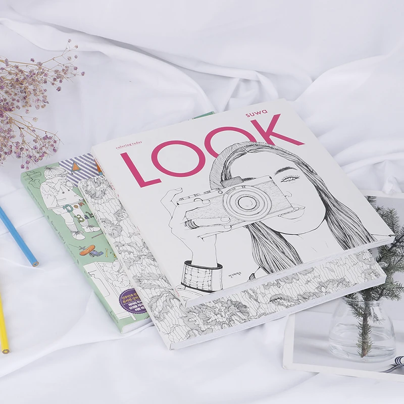 96 страниц модные книжки-раскраски для взрослых детей девочек антистресс