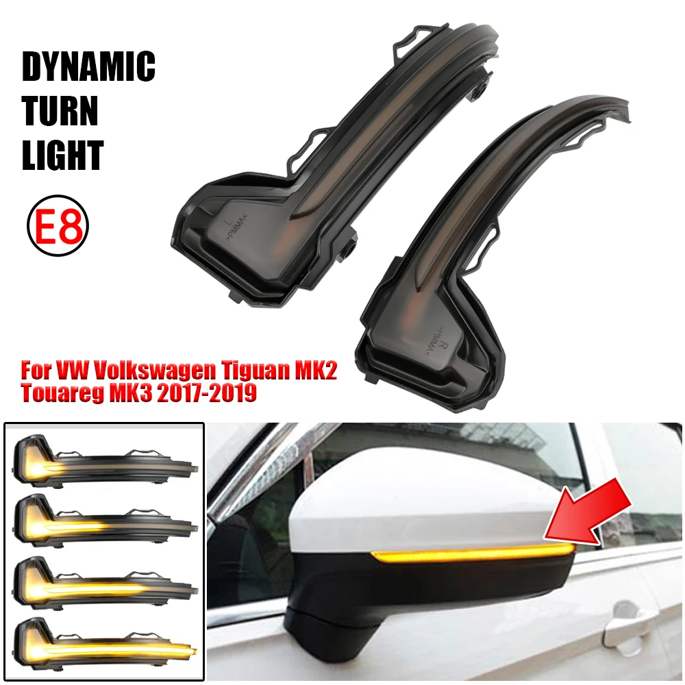 

2pcs LED Dynamic Blinker Turn Signal Lights For VW Volkswagen Tiguan MK2 Touareg MK3 2017-2019 Sequential Repeater Indicator