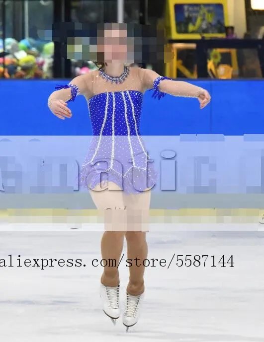 

dark blue ice skating dress for girls competition skating dresses custom figure skating clothing for women free shipping