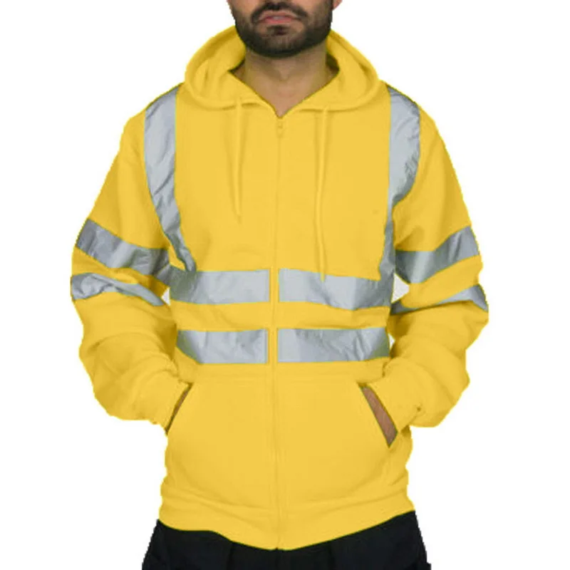 

Мужская Лоскутная куртка с капюшоном и полосками, лыжные толстовки, светоотражающая видимая рабочая одежда, пальто, многофункциональное па...