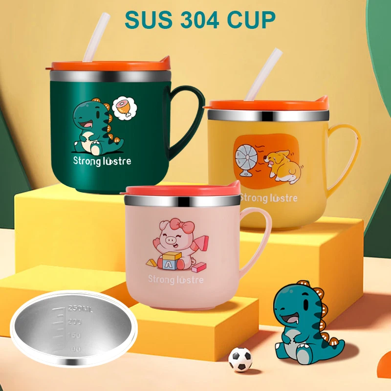 

Детская кружка из нержавеющей стали с крышками и соломинкой, 250 мл