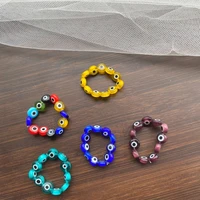 new korean styleturkey evil eye resin acrylic beads ring for women trendy colorful devil beaded finger rings party jewelry gifts
