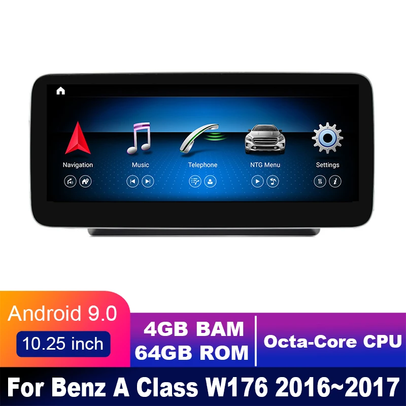 

4G LTE 4GB+64GB Android display For Mercedes Benz A Class W176 2016~2017 10.25" touch screen GPS Navigation car radio stereo