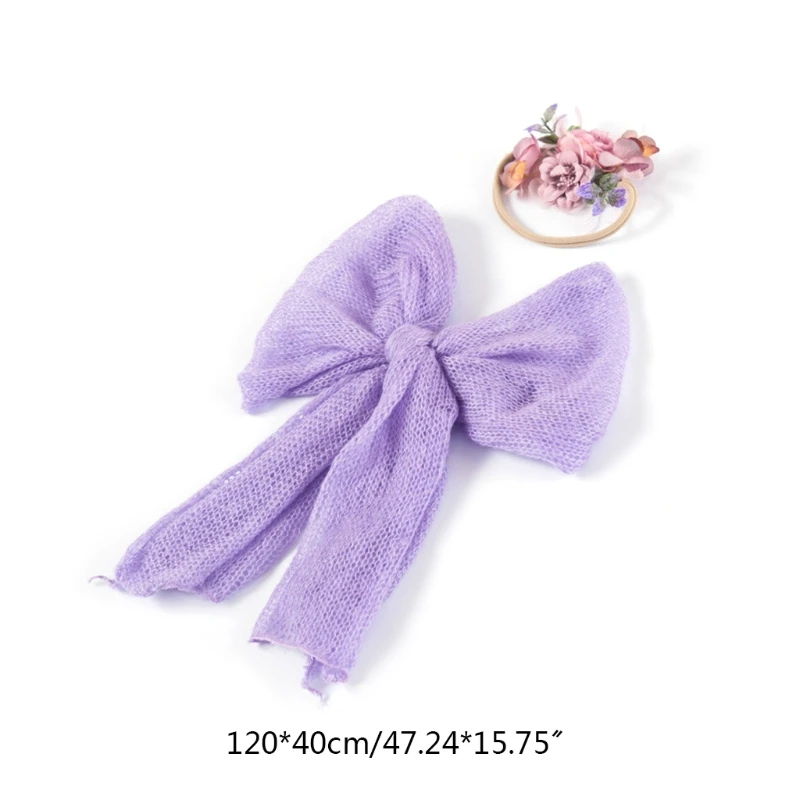 

2 Pcs Newborn Photography Props Bowknot Wrapped Cloth Blanket Headband Set Baby Photo Shooting Posing Assist Accessories