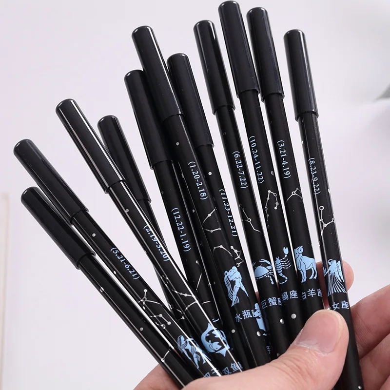 24pcs New 12 Constellation Pen Carbon Pens Full Needle Tube 0.5mm Wholesale Exam Office Supplies wholesale