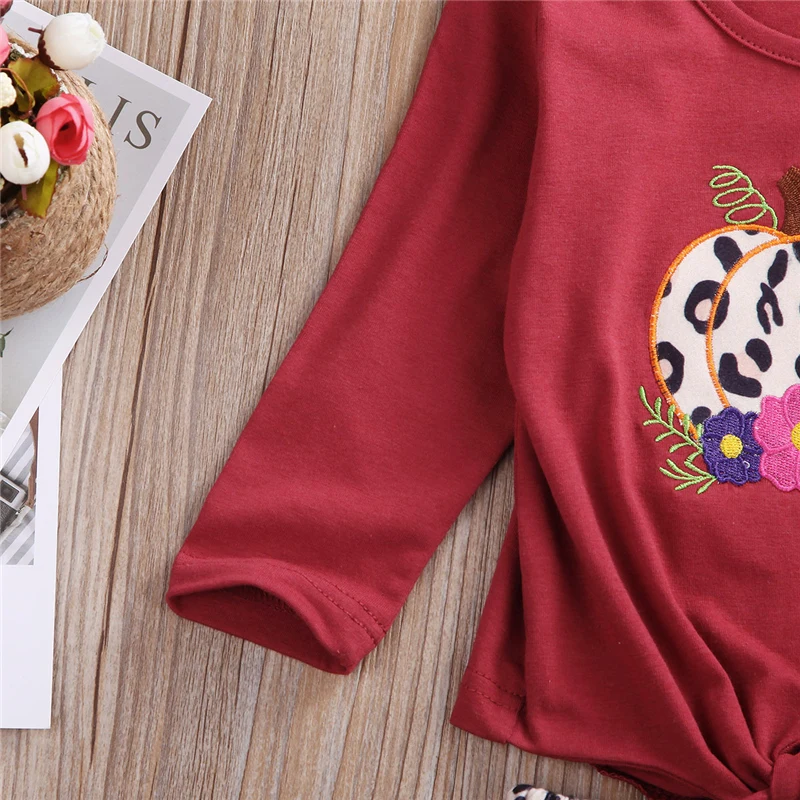 Комплект модной одежды из 2 предметов для маленьких девочек топы с длинными