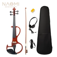 naomi silent electric solid wood violin ebony fittings size 44 full size fiddle set w rosinbrazilwood bowcarrying case