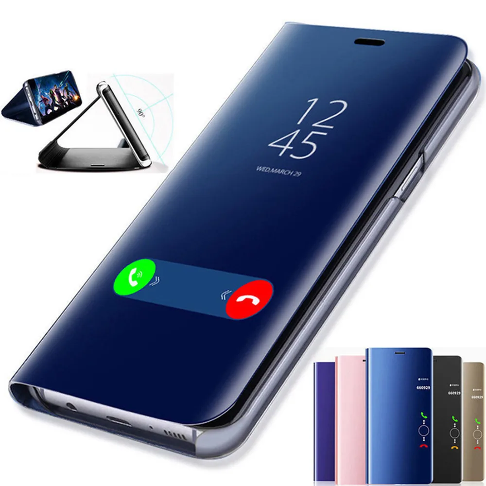 Умный зеркальный флип-чехол для телефона samsung galaxy S10 S9 S8 плюс S7 Edge Note 10 A10 A30 A50 A60 A70 A80