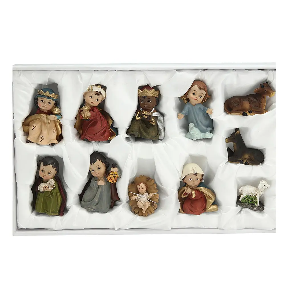 

Nativity Scene Cartoon Decorative Figures Set Living Room Elegant Desktop Home Ornament Mini DIY Craft Christmas Gift
