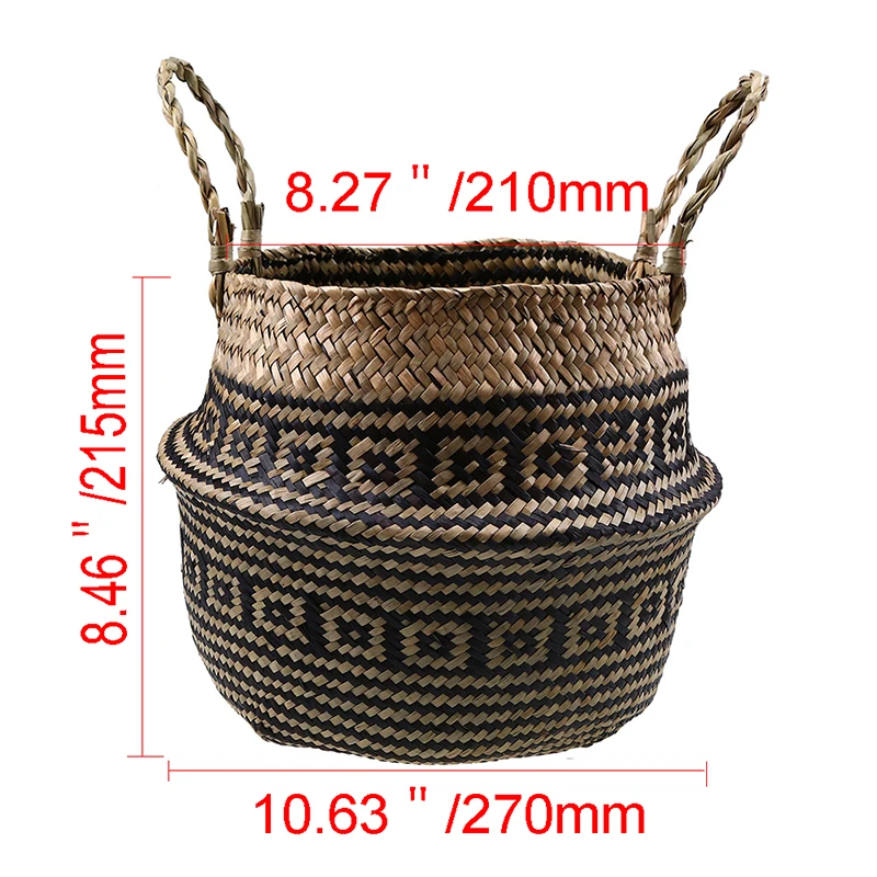 

Handmade Vintage Storage Basket Plant Flower Pot Laundry Sundries Organization Seagrass Storage Container Home Garden Decor