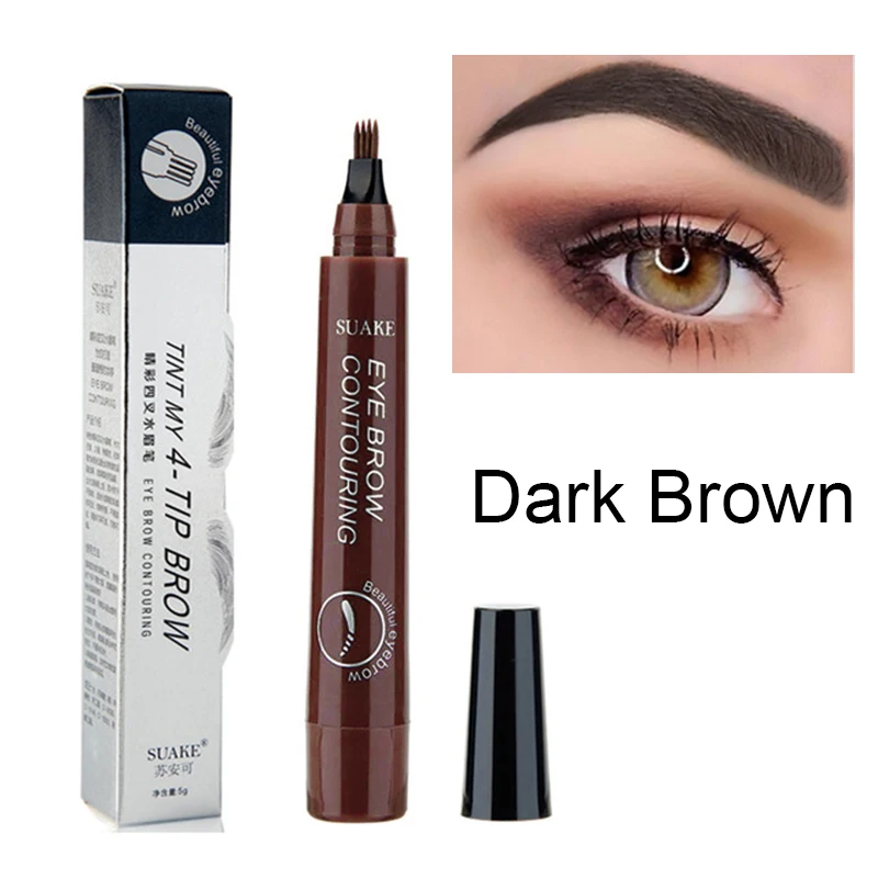 Microblading карандаш для бровей водонепроницаемый вилка кончик бровей Карандаш для татуировки длительный Профессиональный тонкий эскиз жидкий карандаш для бровей - Цвет: Dark Brown