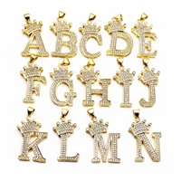 microzircon 26 english letter pendant accessories women crown letter style diy necklace accessories made fine jewelry