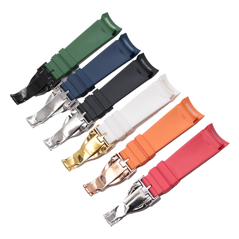 Rolamy 22mm TOP Quality Luxury Orange Red Waterproof Silicone Rubber Watch Band Straps Bracelets For Tudor Black Bay