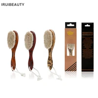 mens retro oil head brush natural horsehair brush to smash hair sweep neck oil head carving style beech wood handle