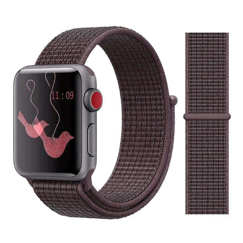 Purple Smoke Нейлоновый спортивный бесшовный мягкий для наручных часов iwatch серии 4/5/3/2/1 дышащий замена ремешок для наручных часов Apple Watch 38 мм/40 мм/42 мм/44 мм - Цвет ремешка: Purple Smoke