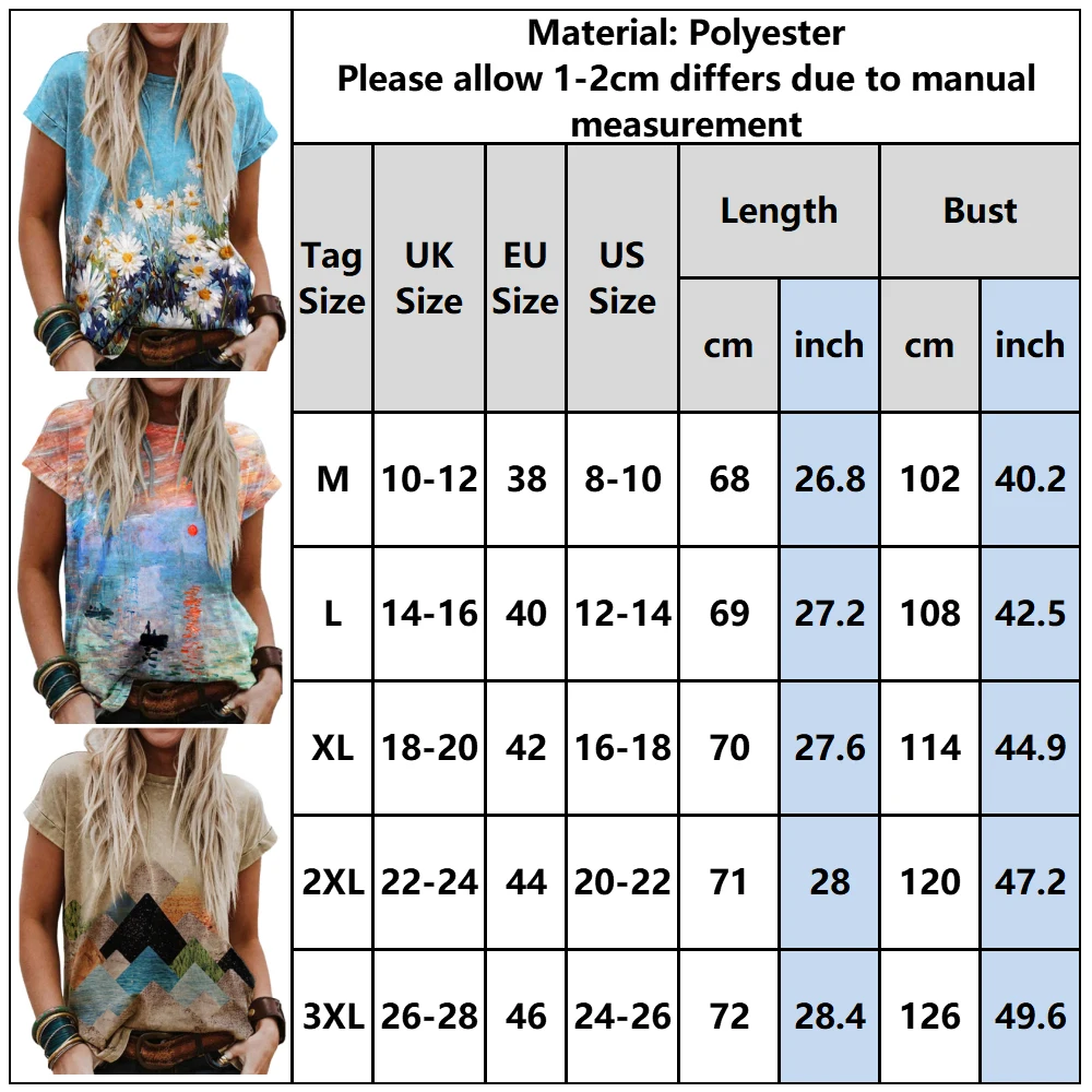 

Women's Floral Print Loose T-shirts Female Summer Fashion Short Sleeves Round Neck Tee Tops Ladies Casual Breathable Tees D30