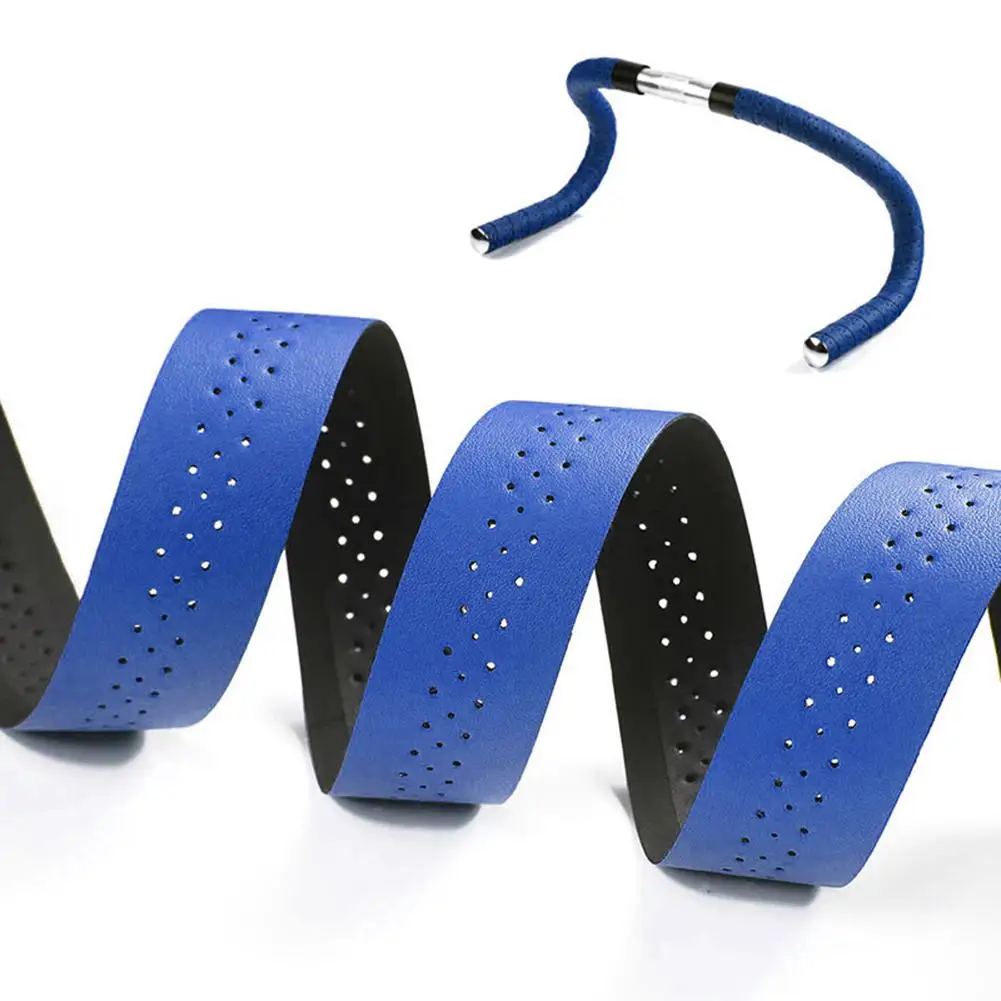 

2pcs Cycling PU Leather Handle Punching Bicycle Grips Anti-slip Sweat-absorbent Handlebar Tape Wrap Classic Bicycle Parts