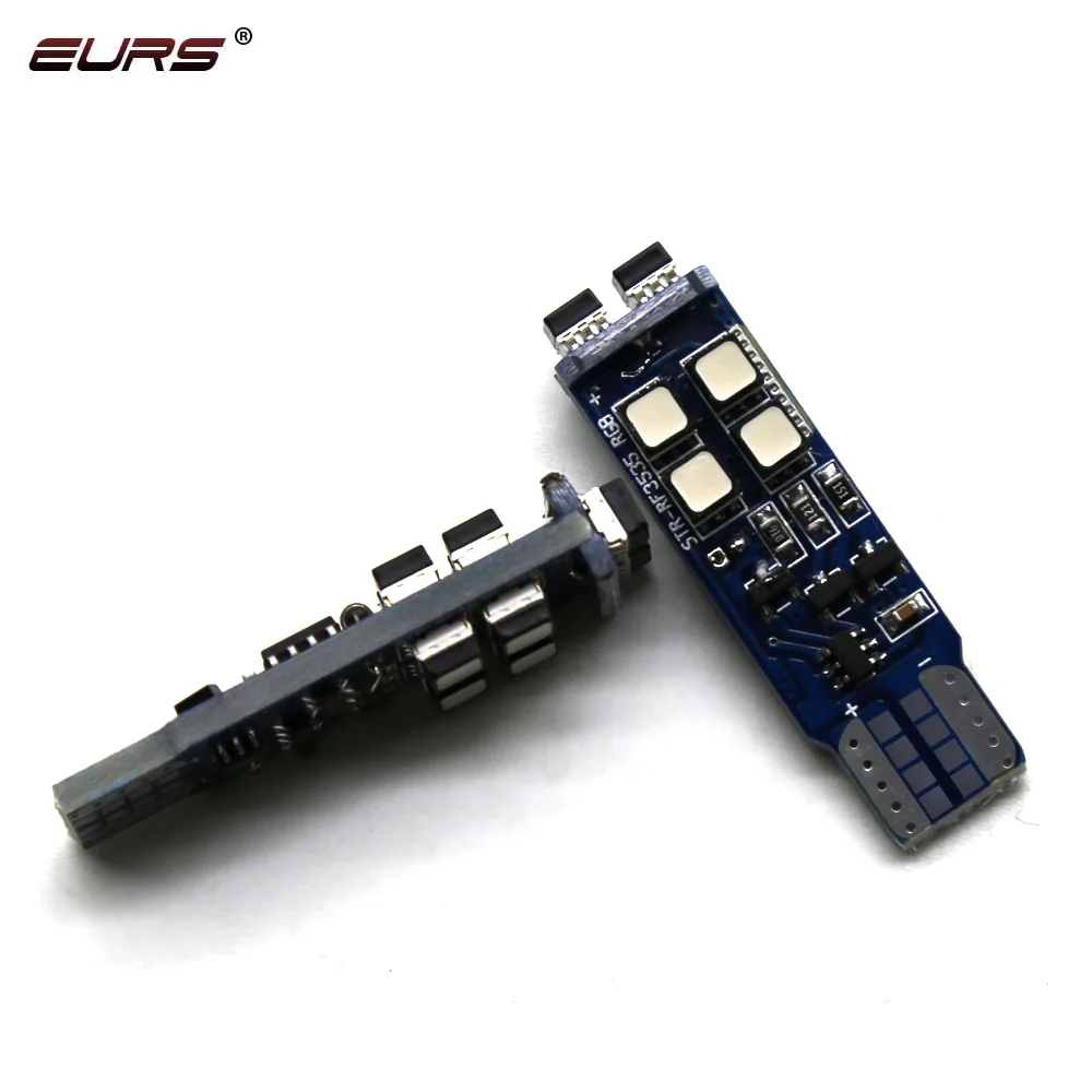EURS RGB T10 W5W 10 SMD Цветной Автомобильный светодиодный габаритный светильник с