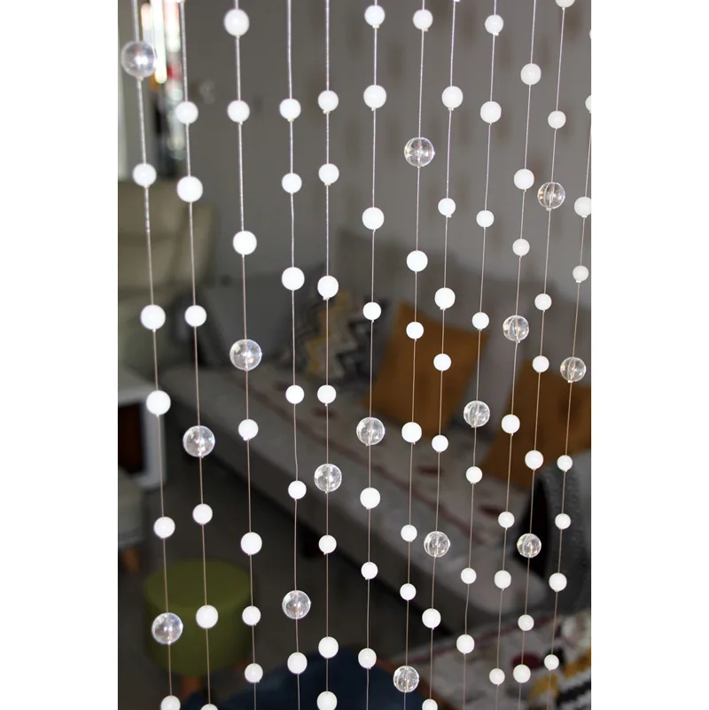 Роскошные Бусины Занавески Неправильное расположение Белое Прозрачное Стекло