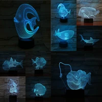 novelty lighting 3d illusion fish lamp multicolor touch remote luminaria led usb nightlight table bedroom decora gifts kids toys