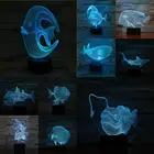Новинка, освещение, 3D иллюзия, лампа в виде рыбы, многоцветный Сенсорный пульт, светодиодный USB ночник, стол, спальня, декорация, подарки, детские игрушки