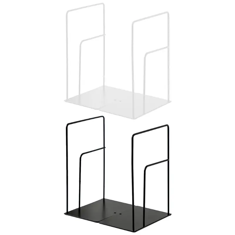 

1 Pair Rectangle Bookends Book Stand Support Desktop Office Magazine Organizer Non Slip Rack Shelf Holder