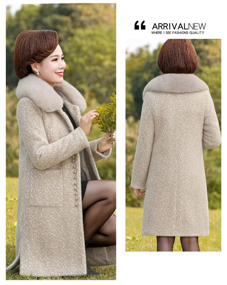 Classic coat Women Fur coats Middle age clothing Womens winter jacket with fur high quality Imitate Mink cashmere jacket 1434