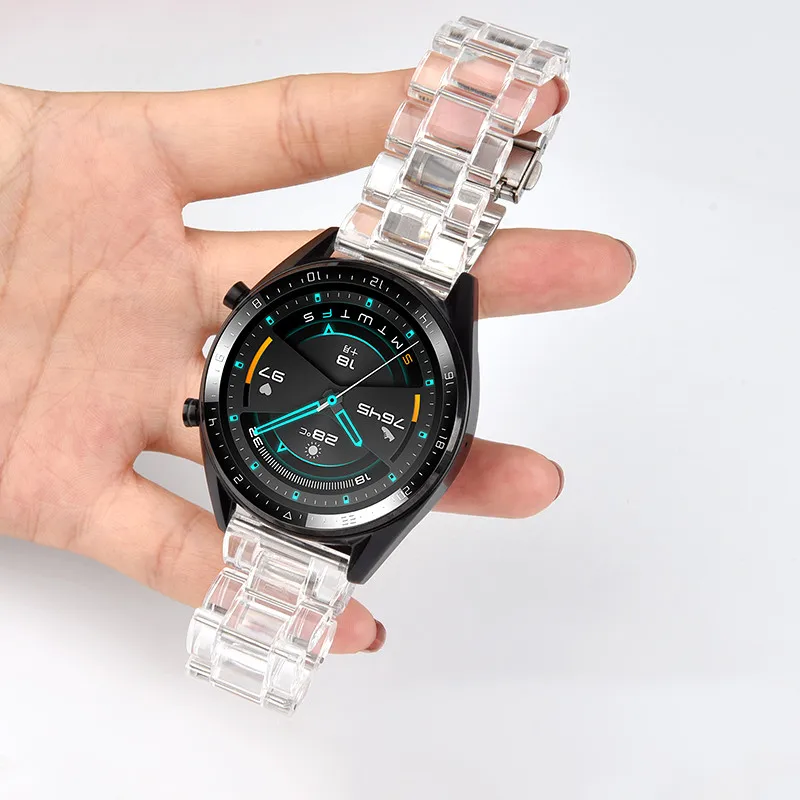 Ремешок акриловый прозрачный для Samsung Galaxy Watch 3 45 мм Active 2 40 браслет Huawei gt браслеты 20
