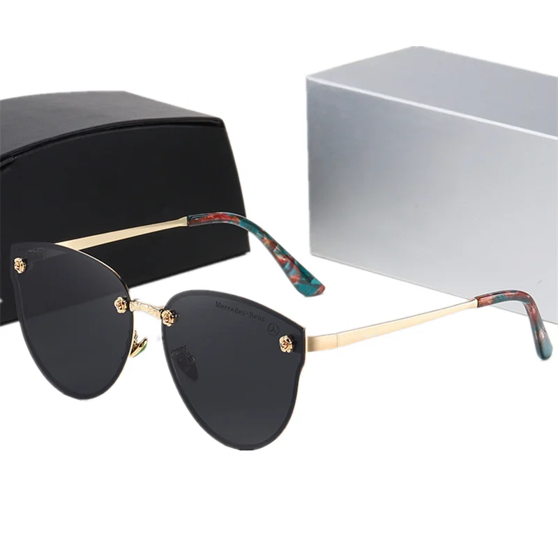 Модные солнцезащитные очки кошачий глаз для женщин поляризационные без оправы