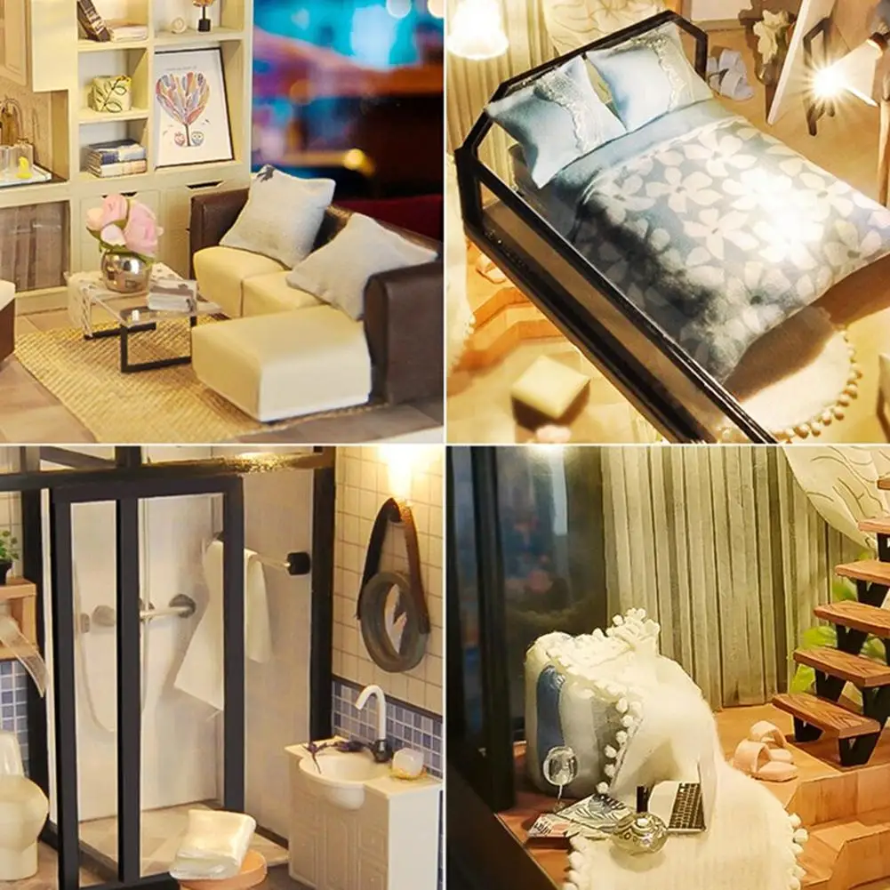 DIY маленькая модель дома пазл здания сборка современный стиль ручная работа с