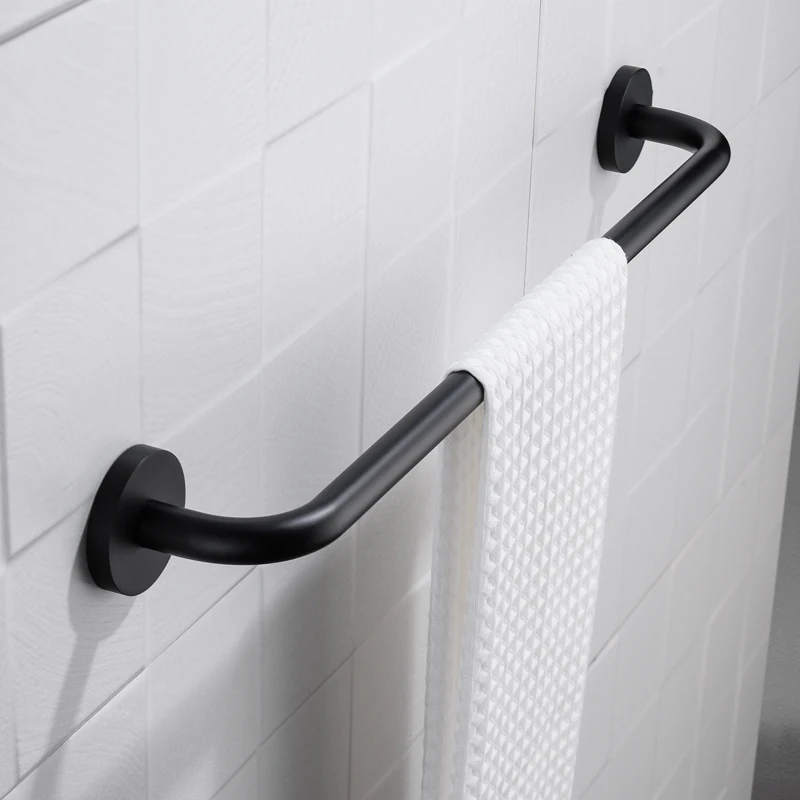 

Matte Black Stainless Steel Round Wall Mounted Hand Towel Bar Ring Toilet Paper Holder Robe Towel Hooks Bathroom Accessories Kit