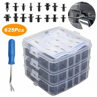 625pcs mixed 5678910mm car retainer plastic fasteners push trim clips pin rivet bumper clip kit with removal tool