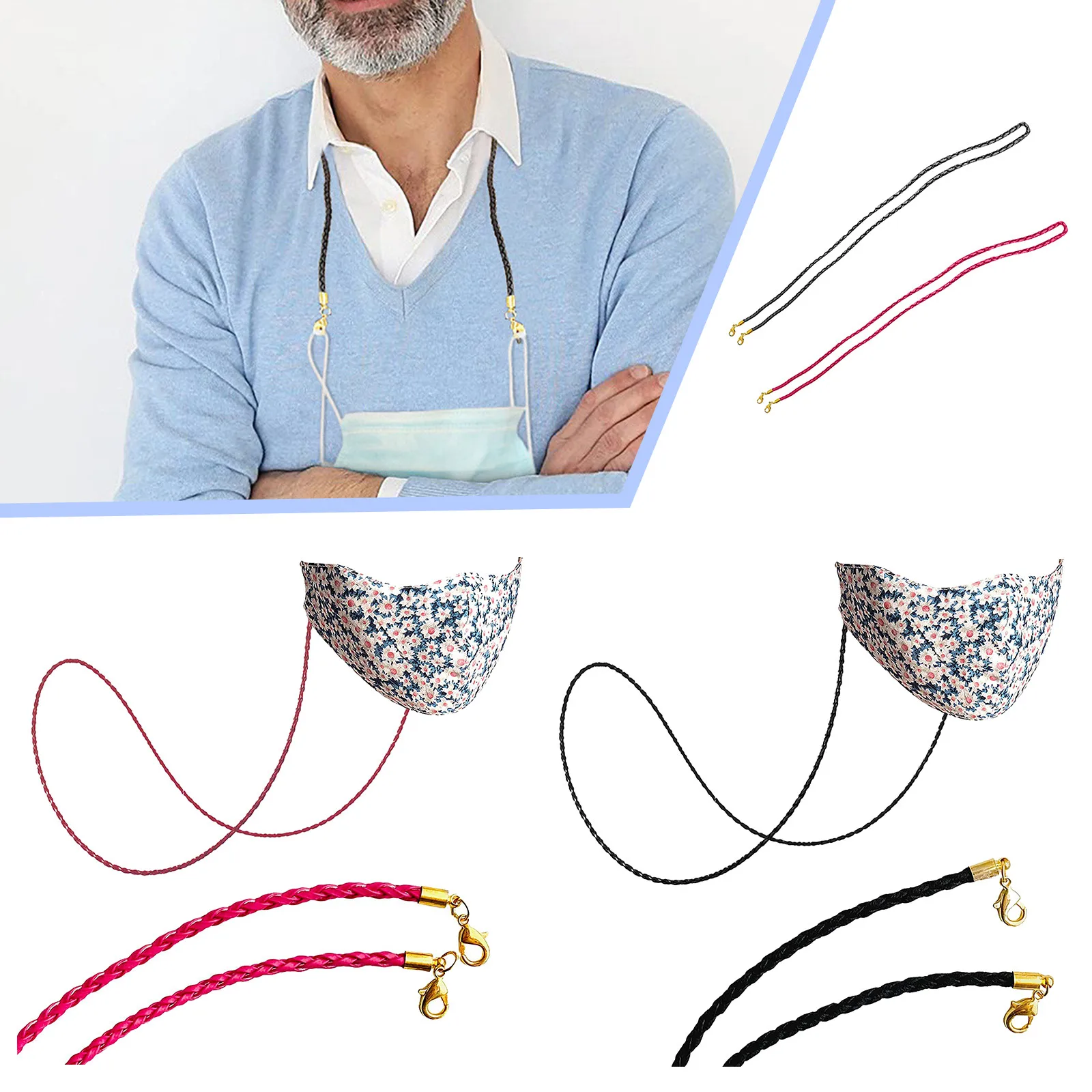 

1 шт. Роскошная модная крутая Красивая маска для лица с ремешком удобная и удобная защитная маска для отдыха и держатель веревочная подвесна...