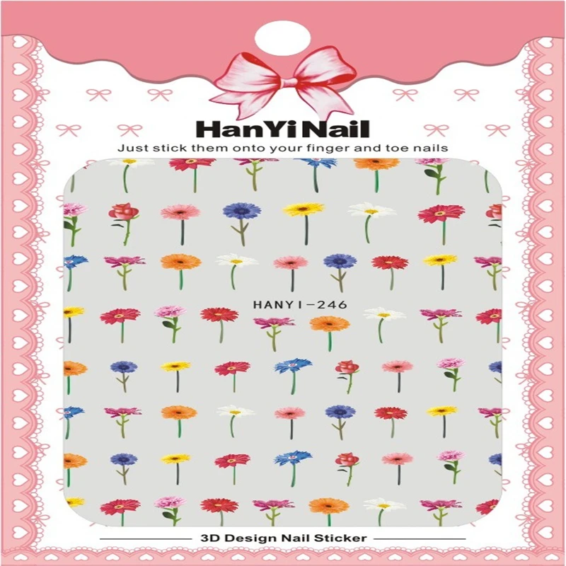 

2021 New design 3D Embossed Nail Sticker Flower Adhesive DIY Manicure Slider Nail Art Tips Decorations Decals