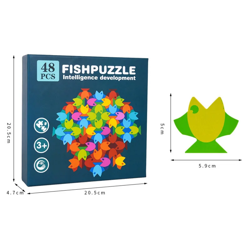 Деревянные 3D пазлы с рыбками Детские Игрушки для раннего обучения красочная
