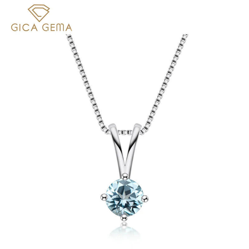 

Женское ожерелье из серебра 925 пробы, с круглым аметистом и голубым топазом