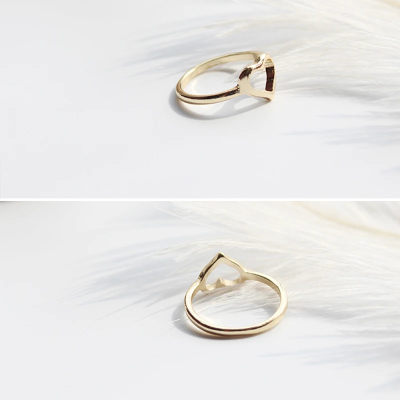 Женское кольцо в форме сердца простое очаровательное для девушек и женщин