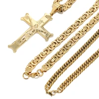 stainless steel trendy crucifix jesus 4774mm cross necklace pendants necklaces 24 for men gifts jewelry findings